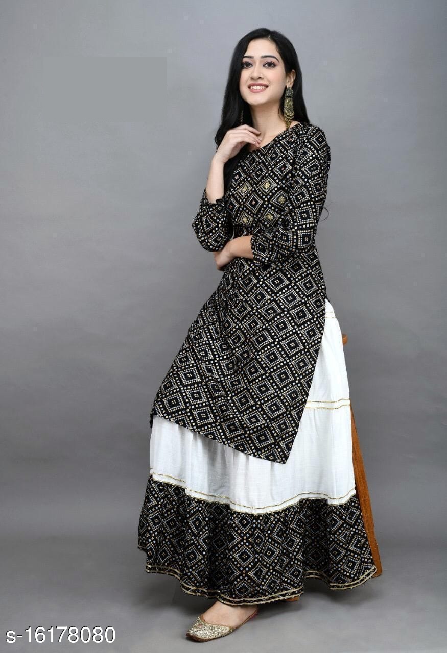 Falguni.Foram Bandhani Print Dress With Inner | Black, Bandhani, Dress, V  Neck, Flared Sleeves in 2023 | Print dress, Fashion, Aza fashion